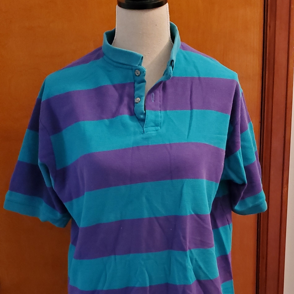 Mens VINTAGE L.L.Bean Striped Polo Shirt EUC size XL